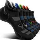 BULLIANT Men Running Socks 6Pairs-Ankle Athletic Socks Wicking Cushioned for Men Walking-Arch Compression Support 10-12