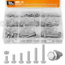 M8 Bolts and Nuts Assortment, 304 Stainless Steel Flange Hex Bolts Flange Nuts Full Coarse Hex Screws Thread Length from 16-50mm (60pcs)