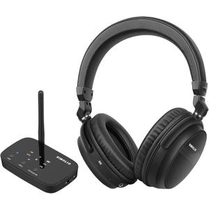 SIMOLIO Wireless Headphones for TV with 3 EQ, aptX Low Latency Bluetooth Transmitter Headphones Set for TV with Dialog Mode, Digital Optical/AUX/RCA, Volume Control for Seniors, 40 Hours Playtime (Black)