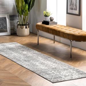 nuLOOM Deedra Modern Abstract Area Rug - 2x6 Runner Rug Modern/Contemporary Grey/Ivory Rugs for Living Room Bedroom Dining Room Entryway Hallway Kitchen