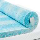 PERLECARE 3 Inch Queen Memory Foam Mattress Topper, Cooling Gel Infused Mattress Pad, Ventilated Bed Topper for Pressure Relief, CertiPUR-US Certified, Blue