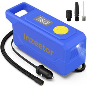 150 PSI Tire Inflator Portable Air Compressor, 12V DC Auto Shutoff Air Pump with Digital Pressure Gauge and Emergency LED Light for Car Tires, Bicycle & Balloons, Blue