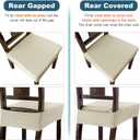 Genina Waterproof Seat Covers for Chairs,Set of 4 Dining Room Chair Seat Covers for Kitchen,Stretch Jacquard Removable Washable Dining Chair Slipcovers Protectors,No Rear Covers, Beige