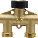 ATDAWN 4 Way Brass Hose Splitter, 3/4" Brass Hose Faucet Manifold, Garden Hose Adapter Connector