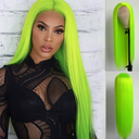 Heat Resistant Long Straight Cosplay Wig for Women Halloween Wig for Parties Natural Looking Synthetic Hair for Costume Dressing, Bright Green