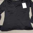 REORIA Women's Sexy V Neck Long Sleeve Slim Fitted Side Ruched Trendy Y2K Going Out T Shirt Crop Top S