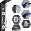 AlenArt Shower Panel Tower System Rainfall Waterfall Shower Head with Body Jets Stainless Steel Rain Massage System 5-Function High Pressure Shower Panel Tower System,HFT8029