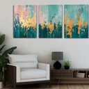 3pcs Framed modern Abstract Pictures Wall Art Modern Green & Pink with Gold Accents Canvas Prints Posters Neutral Minimalist Art paintings Wall Decor for Living Room Bedroom Office Home (12x16, Colored gold foil)