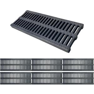 A15 6 Pack Polymer Plastic Channel Drain Grate-19.7x7.9x1 in Durable Trench Cover,Total Length 118 in Polymer Drain Strainer,Outdoor Drain Grates for Yard Sidewalk Patio Houseside