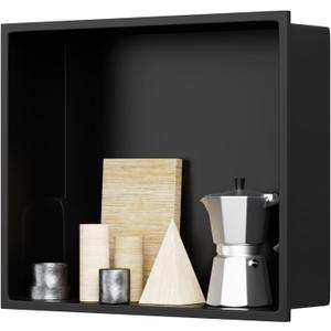 12" X 14" Stainless Steel Shower Niche Insert Tile Ready, Niche for Shower Wall, Recessed Shelf No Tile Needed for Bathroom Storage, Matte Black, 12'' X 14'' 1-tier