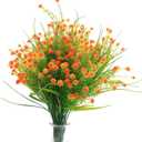 JAKY-Global Artificial Flowers Babysbreath Fake Water Plants Bouquet 6 Bundle Fake Plants Wedding Bridle Bouquet Outdoor Home Office Christmas Decor (Orange)