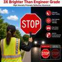 OLANZU Crossing Guard Hand Held Stop Sign with Handle, 18x18", Reflective, Stop-Stop | 1 Pack