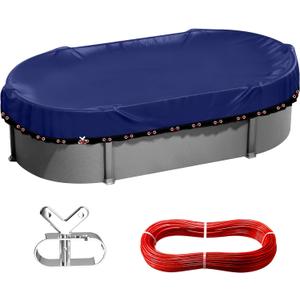 Oval Pool Covers for Above Ground Pools,15x30 ft Winter Pool Cover for Rectangle Pool,Heavy Duty&Extra Thick 195G PE Tarps,Cold-Resistant Anti-UV,Extreme Weather Protection,Winch and Cable Kit,Navy