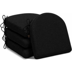2.5" Memory Foam Dining Chair Cushions 17'' x 16'' Set of 4, Black, 4 Count