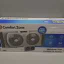 Comfort Zone 9-Inch 3-Speed Reversible Twin Window Fan Dual Blade Window Exhaust Fan with Auto-Locking Expanders, 22.25" to 33" Wide Tabletop Feet & Removable Bug Screen included