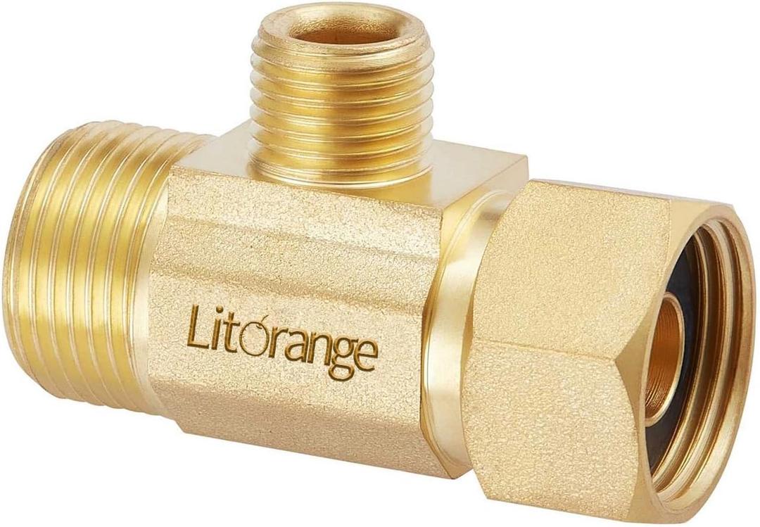 1 Pack Lead-Free Brass, Angle Stop Add-A-Tee Valve,Splitting Water Supply,1/2"-14NPS x 1/2"-14NPS x 3/8"MIP, 3 Way Adapter Or Tee Connector With A Sealing Tape