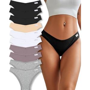 FINETOO Womens Cotton Underwear Sexy Stretch Bikini Panties Low Rise Hipster Ladies Soft V-Waist Cheeky, Size: L