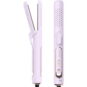 Terviiix Airflow Styler Curling Iron, Hair Curler with Cooling Air Vents to Lock in Style, Titanium Flat Iron Hair Straightener for Travel, 5 Adjustable Temp, Dual Voltage, Auto Shut Off, Purple