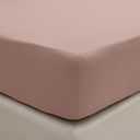 PURE ERA Jersey Knit Cotton Fitted Bottom Sheet ONLY (No Flat Sheet or Shams) - Deep Pocket Up to 15" to 20", Ultra Soft Comfy Breathable Solid Petal Pink Queen