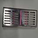 New Premium German Stainless Dental Autoclave Sterilization Cassette Rack Box Tray for 7 Instruments Pink