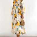 Sissyaki Womens Long Sleeve Summer Maxi Dress 2026 Floral Dress Spring Wedding Guest Dress Yellow-Watercolour XL
