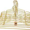 30 Pack Gold Matt Metal Wire Hangers Coat Suit Clothes Hangers with Notches,16.5" Heavy Duty Durable Hangers for Adult, Shirt Dress Pants Hanger Space Saving Legging Organizer