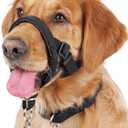 BARKLESS Dog Training Head Collar for Pulling, No Pull Head Halter with Adjustable Safety Strap, Anti-Pull Soft Padded Muzzle Leash for Walking Training Leash Reactive Medium Dogs (Black)