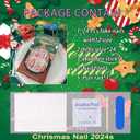 4 x Christmas Press on Nails Almond Medium Red French Tip Fake Nails with Glitter Xmas Snowflake Stripe Designs Glossy Acrylic Nails Press ons Red Full Cover Stick Glue on Nails for Women 24 Pcs