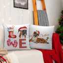 Boxer Dog Christmas Pillow Covers 18x18, Boxer Gifts for Lovers, Merry Christmas Xmas Pillow Covers for Couch, Living Room Bedroom Decor, Set of 2