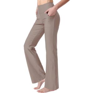 Women's Bootcut Yoga Pants with Pockets High Waist Bootleg Yoga Workout Pants for Women (Light Brown) S