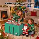 2 x Christmas Figurine Storage Box & Nutcracker Storage Containers with Visible Lid and Cardboard Dividers, Keeps 8 Holiday 15"-Figurine Collectibles, Xmas Decoration Storage Bag, 600D Oxford / Green