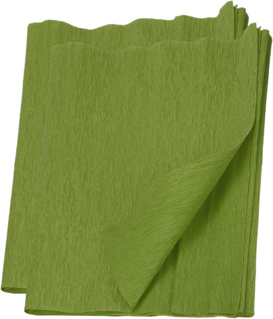 MECCANIXITY Crepe Paper Rolls 7.5ft Long 20 Inch Wide for Various Large Hanging Party Backdrop DIY Decoration, DIY Supplies, Olive Green Pack of 2