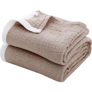 SE SOFTEXLY 4-Layer Cotton Throw Blanket, Light & Breathable, All Season, Muslin Blanket for Adults (50"x60", Coffee)