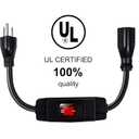 Outdoor Waterproof On/Off Switch Extension Cord, Heavy Duty 125v/250v Black SJTW Cord (1.5 Ft, Black)