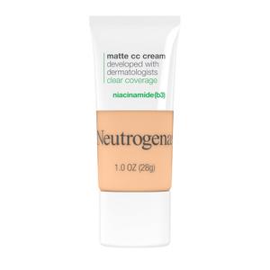 Neutrogena Clear Coverage Flawless Matte CC Cream, Full-Coverage Color Correcting Cream Face Makeup with Niacinamide (b3), Hypoallergenic, Oil Free & Fragrance Free, Porcelain, 1 oz (1 Ounce (Pack of 1), 2.0 Porcelain)