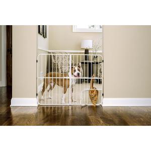 Carlson Extra Tall Metal Expandable Pet Gate White, Includes Small Pet Door 32" Tall x 22" - 38" Wide