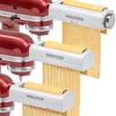 3 Pieces Pasta Maker Attachment for Kitchenaid Stand Mixers, Noodle Maker 3 PCs Set of Pasta Roller Fettuccine Cutter Spaghetti Cutter, Pasta Attachments Accessories with Cleaning Brush