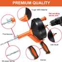Drain Auger, Clog Remover with Drill Adapter, 25 Feet Flexible Plumbing Snake Use Manually or Powered for Kitchen, Bathroom and Shower Sink, Comes with Gloves (orange)