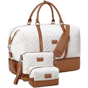 Weekender Bag, Large Travel Duffel Bag for Women, Carry on Overnight Bag with Shoe Compartment and Toiletry Bags