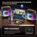 Karaoke Machine, Portable Bluetooth Speaker with 2 Wireless Microphones for Adults & Kids,Karaoke Speaker for Parties and Gatherings, PA System Supports TWS/USB/TF/REC/AUX and TV Connected (Black)