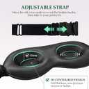 100% Mulberry Silk Sleep Mask for Unisex, 22 Momme 3D Silk Contoured Eye Mask, Breathable Light Blocking Blindfold with Adjustable Strap, Blackout Eye Cover for Travel, Black