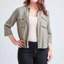 Women's Curvy Fit Exposed Button Cuffed Shorts, Medium Blue, 10 (Black)