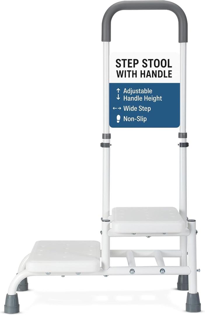 Houseables Mobility & Support Aids, Step Stool with Handle & Car Door Assist Handle for Seniors, Disabled & Adults, Safety Support for Home, Bath, Kitchen & Vehicle