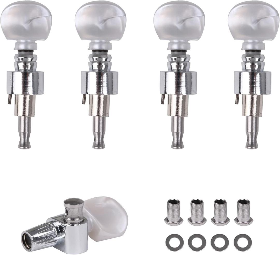 5pcs Sliver Alloy Banjo Geared Machine Head Gear ratio: 4:1 with Pearl Buttons