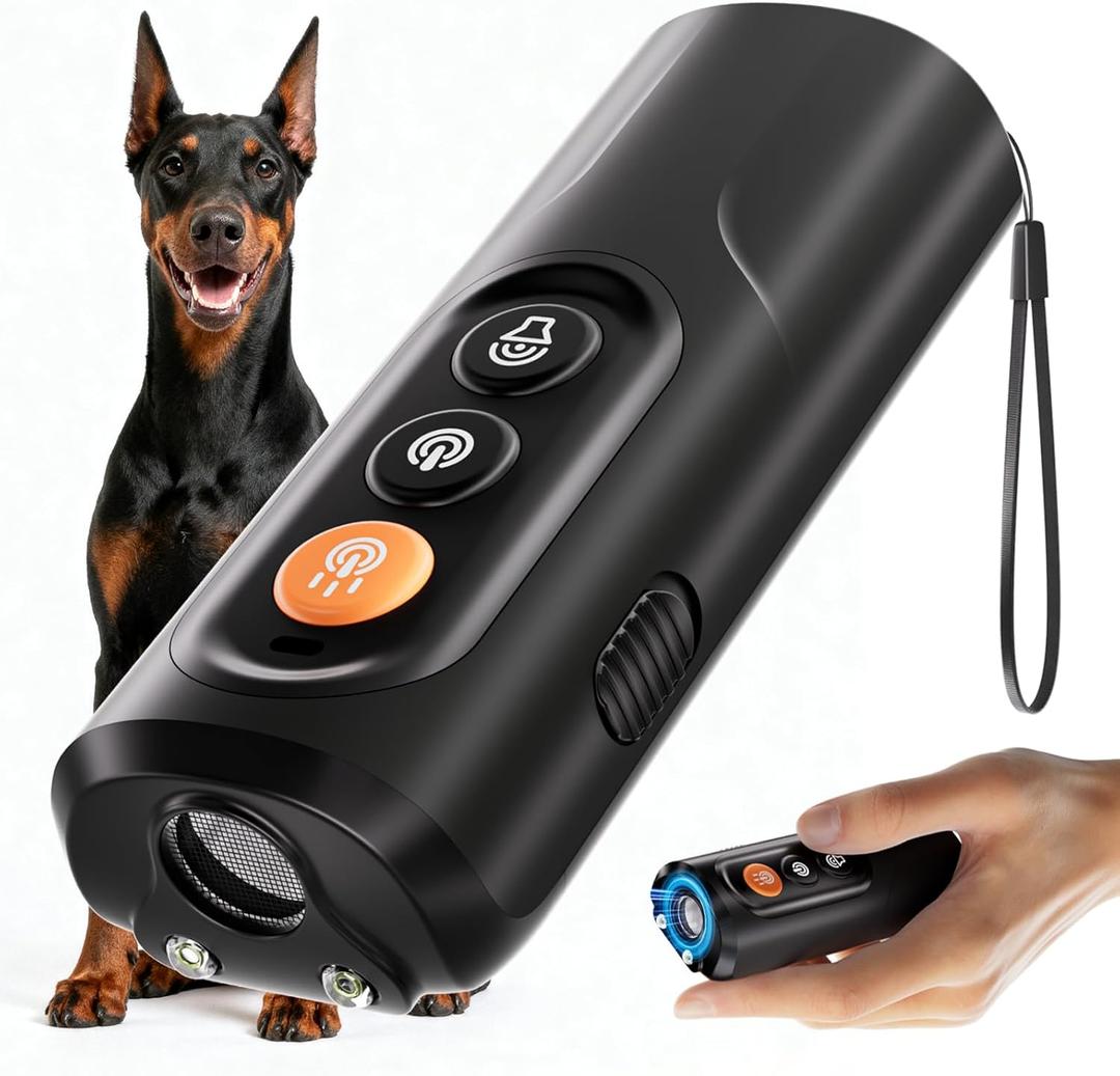 Dog Bark Deterrent Devices, Anti-Barking Device for Dogs 50-ft Range, Three Modes, Dog Barking Silencer Replaces Traditional bark Collars, Suitable for All Dogs, Indoors and Outdoors (Black)