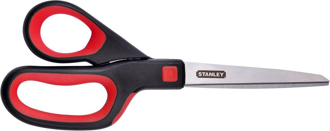Stanley 8 Inch All-Purpose Ergonomic Scissor (SCI8EST-RED), Red/Black