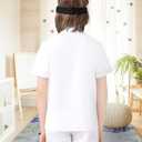 Soneven Youth Boys' Golf Shirt Performance Polo Kids Henley Button Down Athletic School Uniform Summer Short Sleeve Tops Tees (White, S)