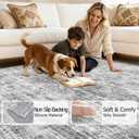 Washable Area Rugs 9x12, Soft Large 9x12 Rugs for Living Room Non-Slip Vintage Black Grey Indoor Carpet Stain Resistant Rugs for Dining Room Bedroom Nursery Kid & Pet Friendly