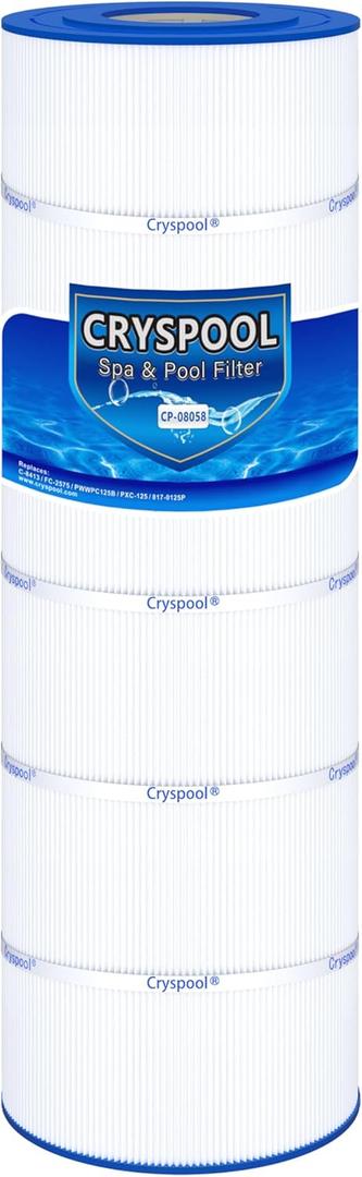 Cryspool 08058 Filter Compatible with PWWPC125B, PXC-125, Posi-Clear PXC-150, C-8413, FC-2575, 125 Sq. Ft Pool Filter Cartridge, 1 Pack