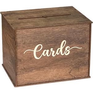 Cregugua Large Card Box 12"x 9"x 9" Rustic Wooden Card box Gifts Card Box for Wedding Birthday Baby Shower Graduation Party
